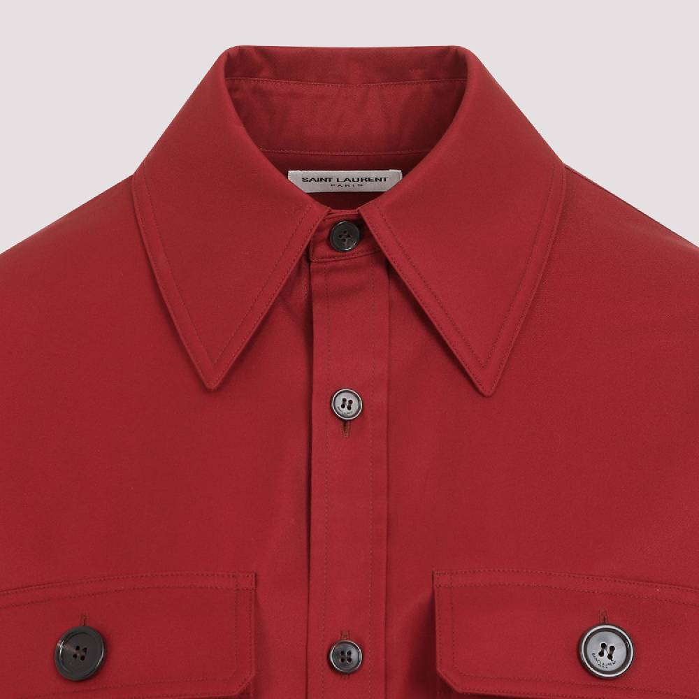 SAINT LAURENT  Camicia Rossa di Cotone Saint Laurent Donna Outlet