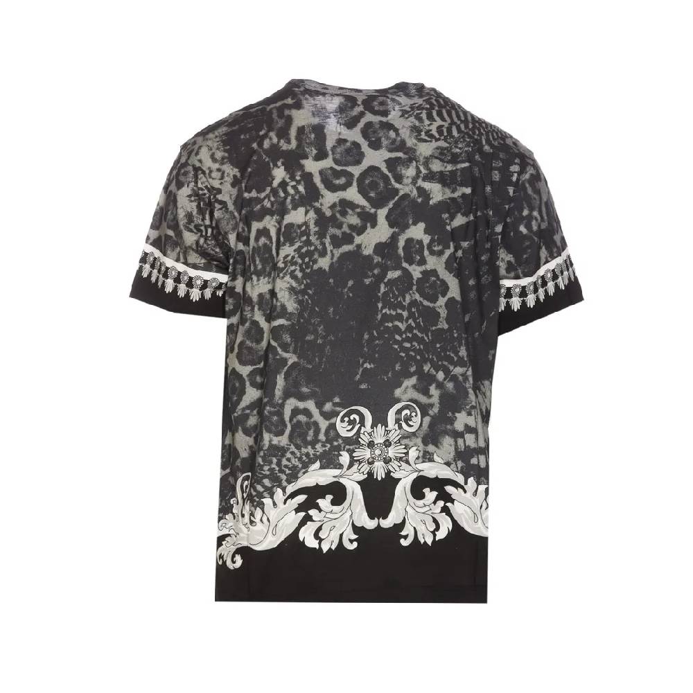 VERSACE JEANS COUTURE  T-Shirt Nera in Cotone Versace Jeans Couture Uomo Saldi Di Fabbrica