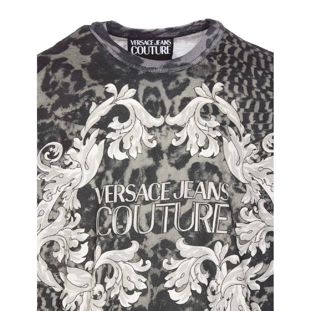 VERSACE JEANS COUTURE  T-Shirt Nera in Cotone Versace Jeans Couture Uomo Saldi Di Fabbrica