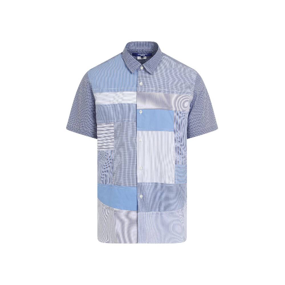 JUNYA WATANABE Camicia Patchwork Blu in Cotone da Uomo Junya Watanabe