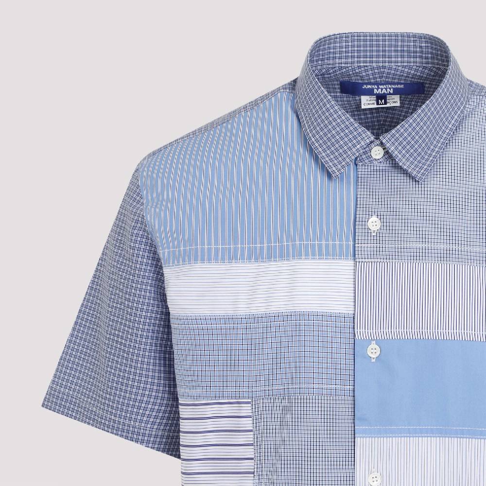 JUNYA WATANABE  Camicia Patchwork Blu in Cotone da Uomo Junya Watanabe In Saldo