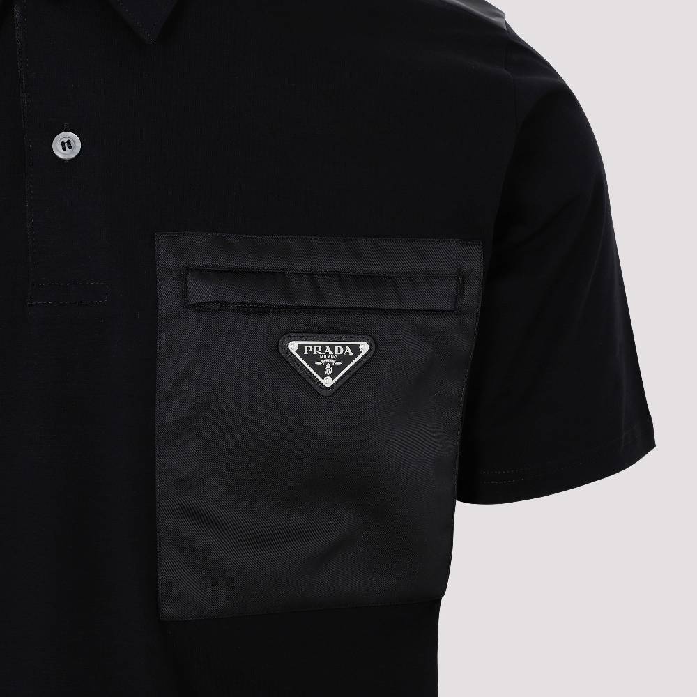 PRADA  Polo Prada in Cotone Nero - Colletto Classico & Logo Nuova