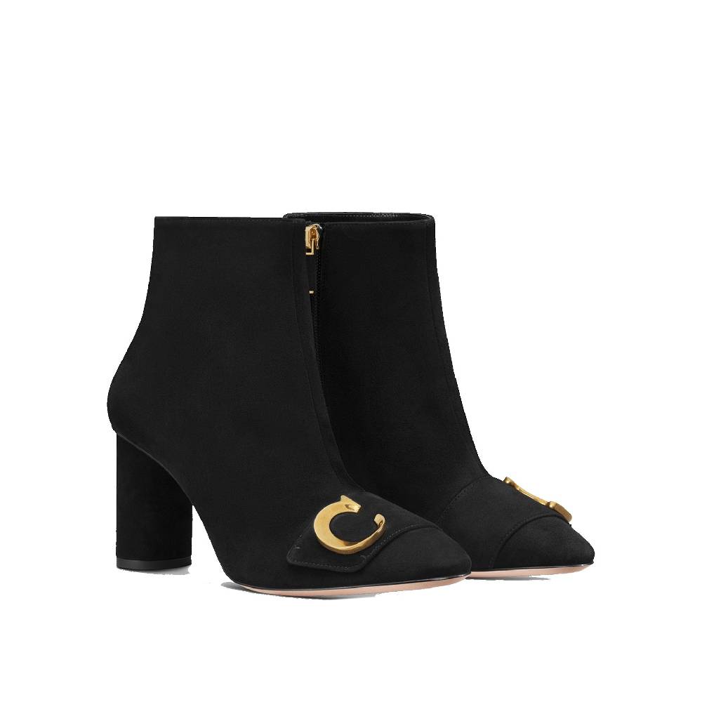 DIOR  Stivaletti Neri in Pelle di Vitello DIOR con Dettagli CD Oro Spedizione Gratuita