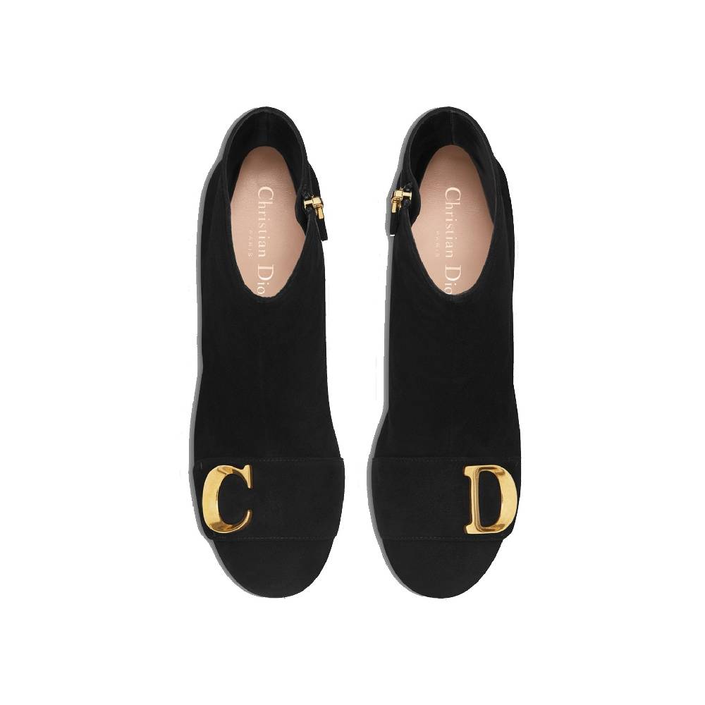 DIOR  Stivaletti Neri in Pelle di Vitello DIOR con Dettagli CD Oro Spedizione Gratuita