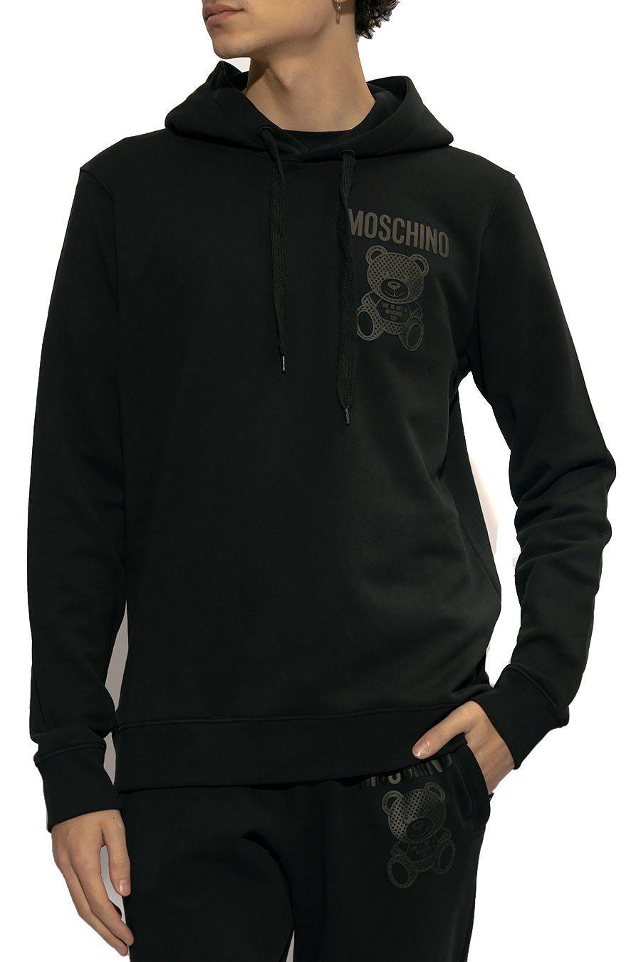 MOSCHINO  Felpa di Cotone Nero Uomo Moschino V1727 Saldi Di Fabbrica