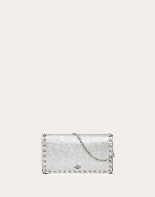 Red Valentino PORTAFOGLIO CON CATENA ROCKSTUD IN VITELLO GRANATO METALLIZZATO Prezzo Ridotto