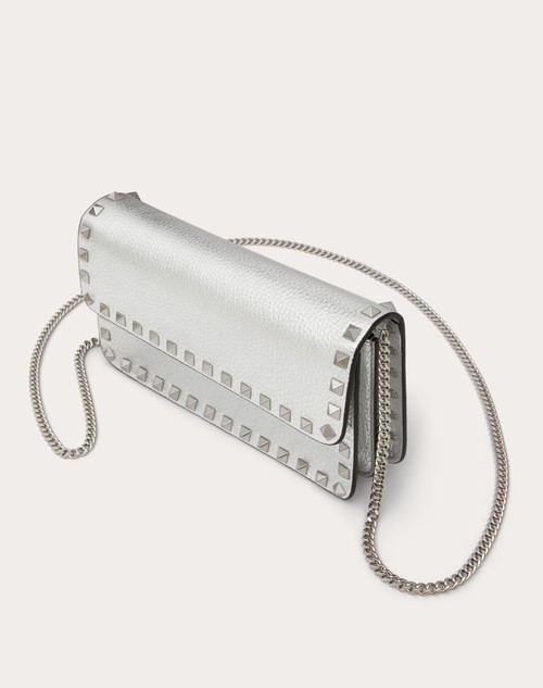 Red Valentino PORTAFOGLIO CON CATENA ROCKSTUD IN VITELLO GRANATO METALLIZZATO Prezzo Ridotto