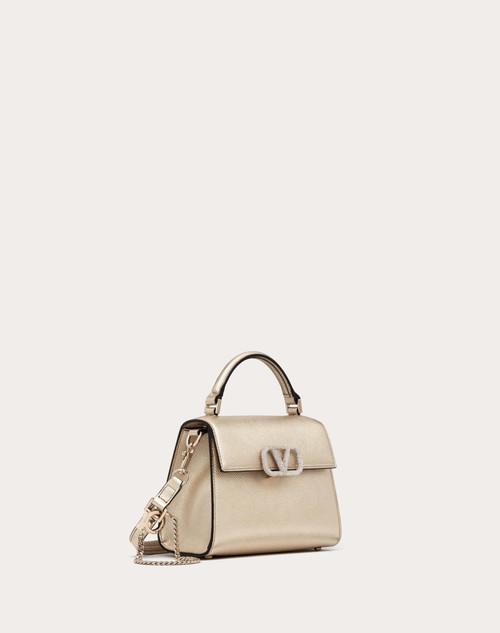 Red Valentino BORSA A MANO MINI VSLING IN VITELLO GRANATO METALLIZZATO Novità