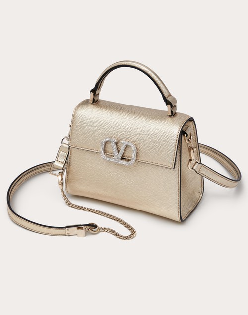 Red Valentino BORSA A MANO MINI VSLING IN VITELLO GRANATO METALLIZZATO Novità