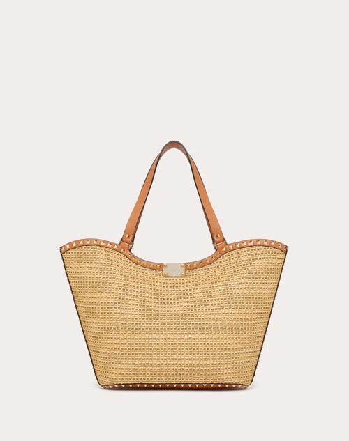 Red Valentino BORSA SHOPPING ROCKSTUD IN RAFIA INTRECCIATA Negozio