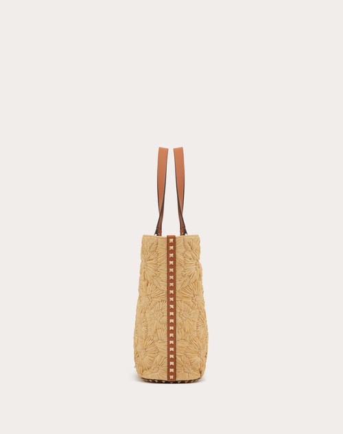 Red Valentino BORSA SHOPPING ROCKSTUD IN RAFIA INTRECCIATA In Saldo