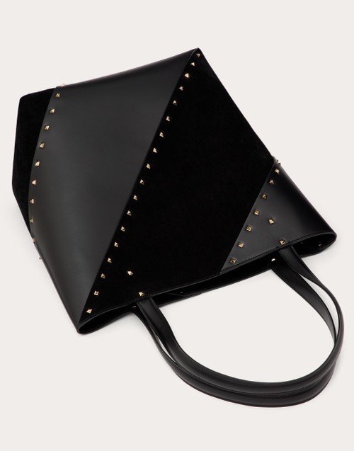 Red Valentino BORSA SHOPPING VALENTINO GARAVANI VALENTINO GARAVANI ROCKSTUD WISPY IN VITELLO E CAMOSCIO Nuovo