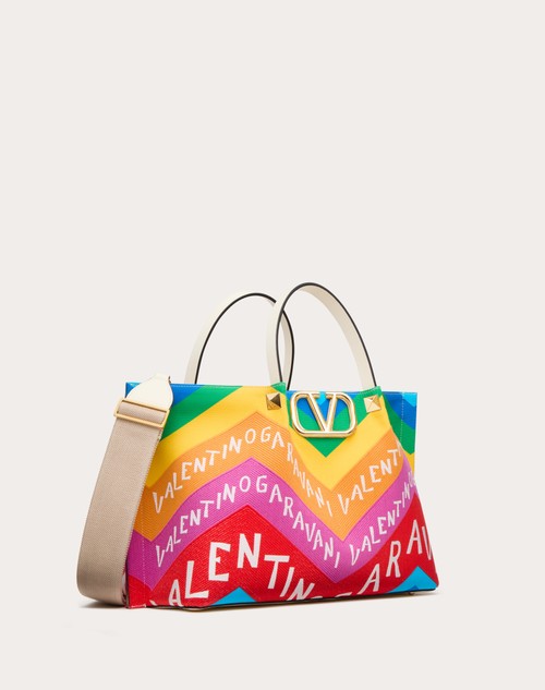 Red Valentino BORSA SHOPPING MEDIA VALENTINO GARAVANI ESCAPE IN CANVAS CON STAMPA CHEVRON24 Soddisfazione Garantita