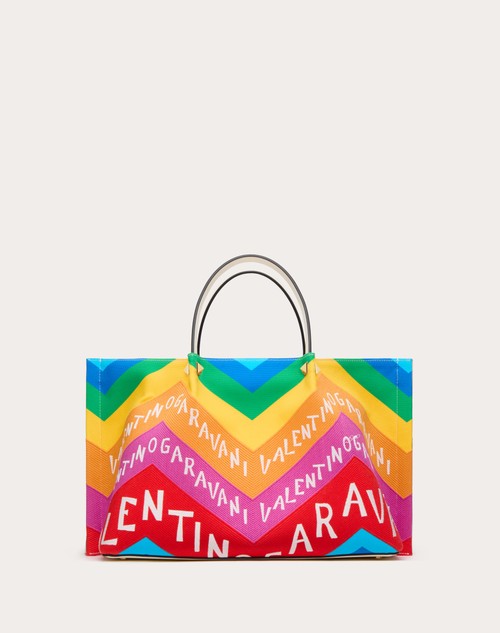 Red Valentino BORSA SHOPPING MEDIA VALENTINO GARAVANI ESCAPE IN CANVAS CON STAMPA CHEVRON24 Soddisfazione Garantita