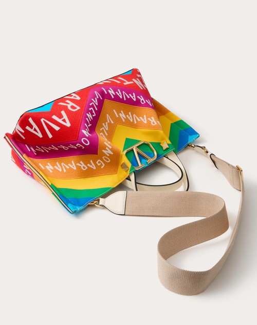 Red Valentino BORSA SHOPPING MEDIA VALENTINO GARAVANI ESCAPE IN CANVAS CON STAMPA CHEVRON24 Soddisfazione Garantita