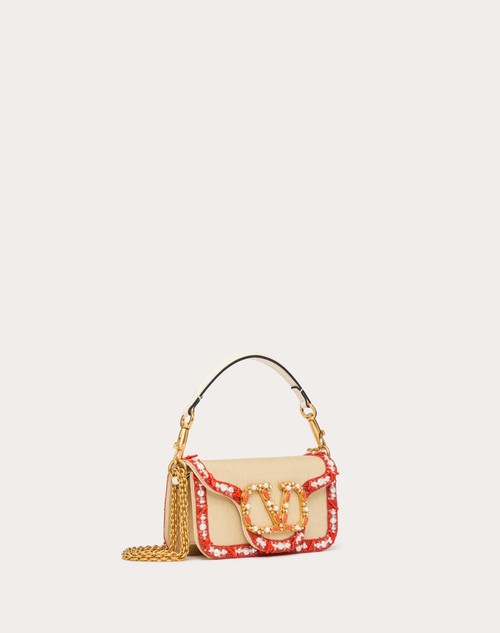 Red Valentino BORSA PICCOLA A SPALLA VALENTINO GARAVANI LOCÒ IN RAFIA CON PROFILO RICAMATO Vendita Calda
