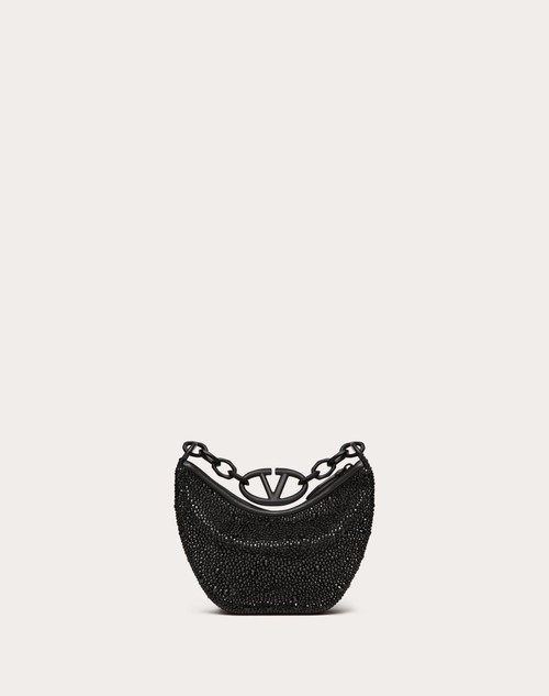 Red Valentino MINI HOBO VLOGO MOON BAG CON STRASS Qualità Garantita
