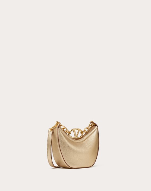 Red Valentino MINI HOBO VLOGO MOON BAG IN VITELLO GRANATO METALLIZZATO CON CATENA Promozione Limitata