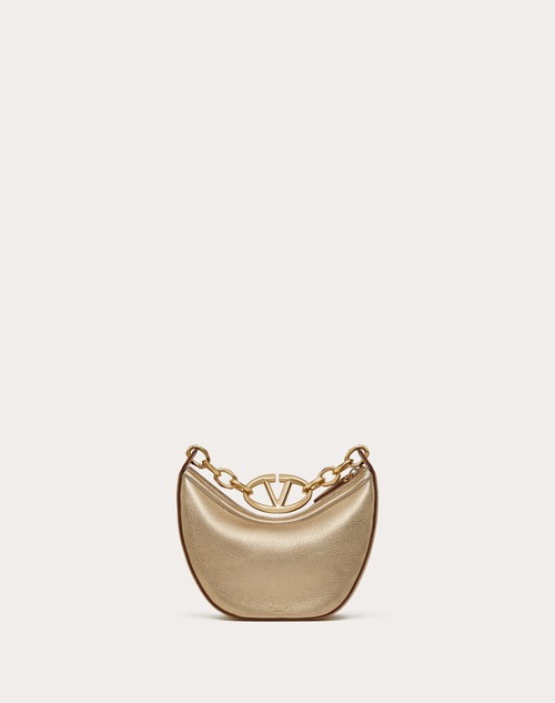 Red Valentino MINI HOBO VLOGO MOON BAG IN VITELLO GRANATO METALLIZZATO CON CATENA Promozione Limitata