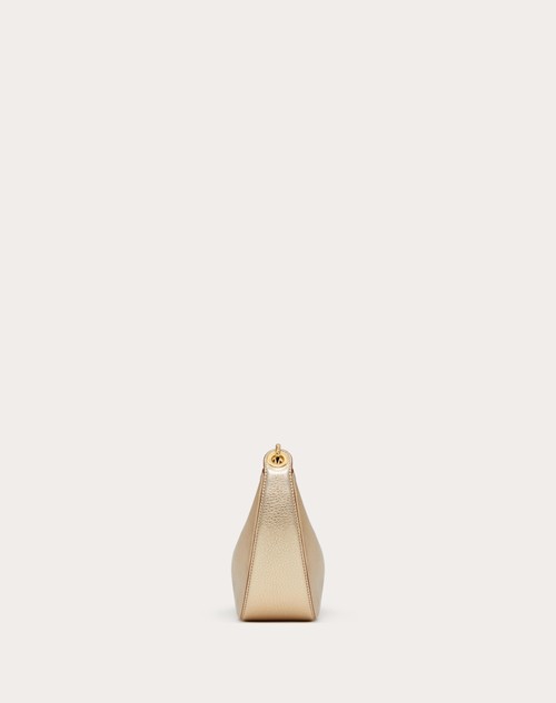 Red Valentino MINI HOBO VLOGO MOON BAG IN VITELLO GRANATO METALLIZZATO CON CATENA Promozione Limitata