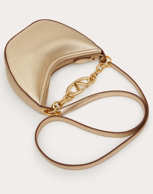 Red Valentino MINI HOBO VLOGO MOON BAG IN VITELLO GRANATO METALLIZZATO CON CATENA Promozione Limitata