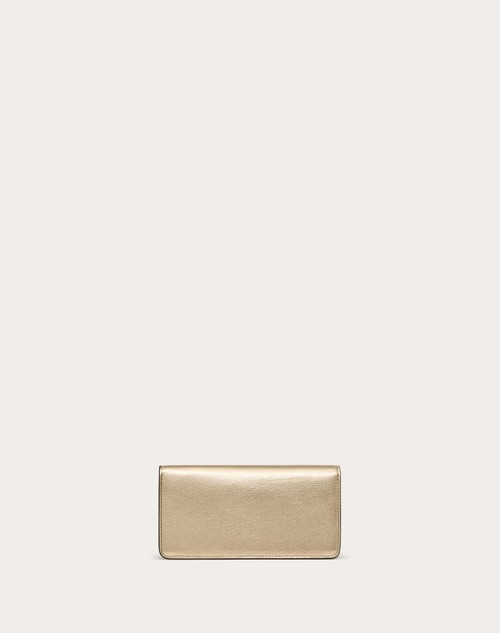 Red Valentino PORTAFOGLIO CON CATENA VLOGO SIGNATURE IN VITELLO GRANATO METALLIZZATO Italy
