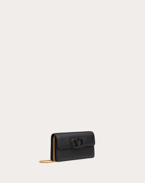 Red Valentino PORTAFOGLIO CON CATENA VLOGO SIGNATURE IN VITELLO GRANATO 2025