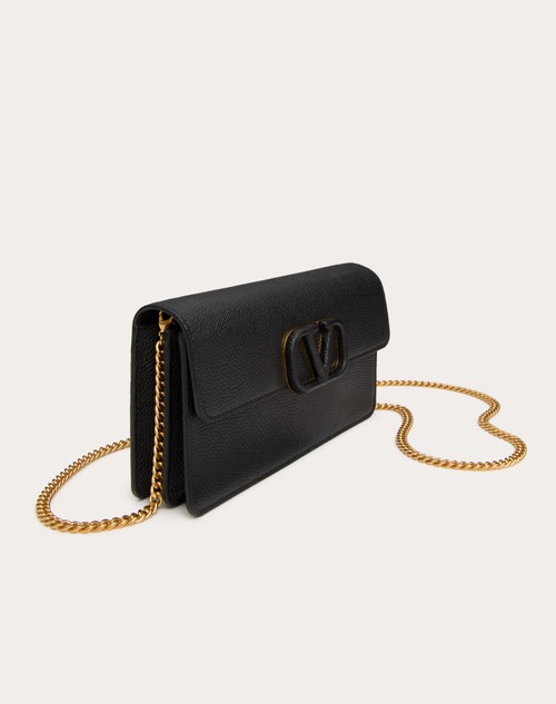 Red Valentino PORTAFOGLIO CON CATENA VLOGO SIGNATURE IN VITELLO GRANATO 2025