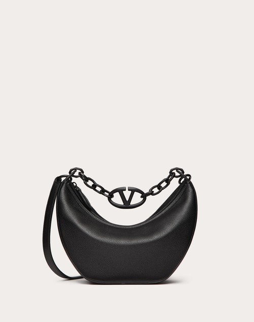 Red Valentino HOBO PICCOLA VLOGO MOON BAG IN VITELLO GRANATO CON CATENA Prezzo Ridotto