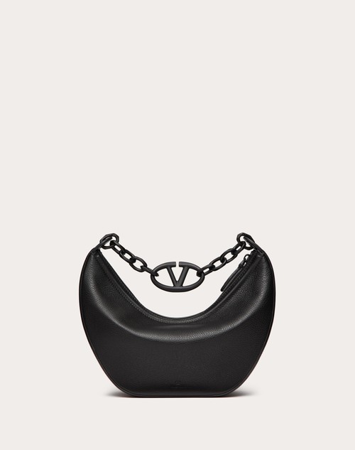 Red Valentino HOBO PICCOLA VLOGO MOON BAG IN VITELLO GRANATO CON CATENA Prezzo Ridotto