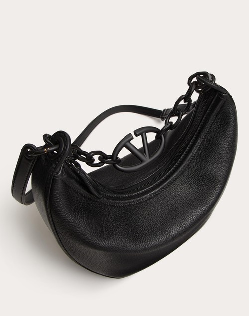 Red Valentino HOBO PICCOLA VLOGO MOON BAG IN VITELLO GRANATO CON CATENA Prezzo Ridotto