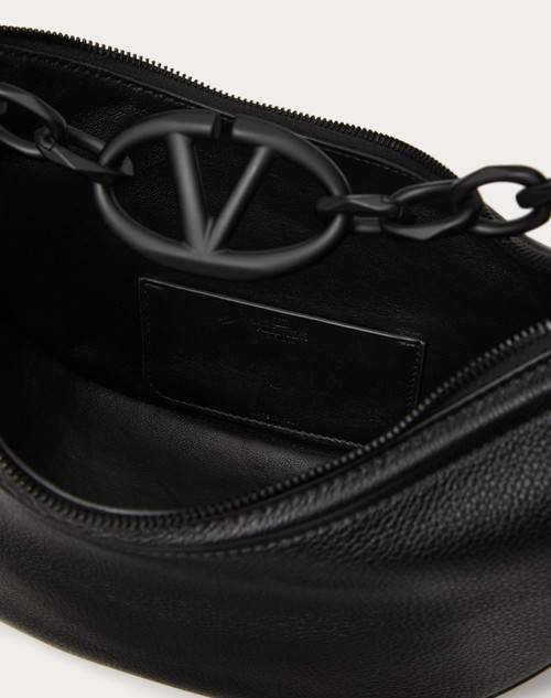 Red Valentino HOBO PICCOLA VLOGO MOON BAG IN VITELLO GRANATO CON CATENA Prezzo Ridotto