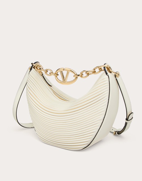 Red Valentino HOBO PICCOLA VLOGO MOON BAG IN NAPPA LAVORATA CON CATENA Sottocosto