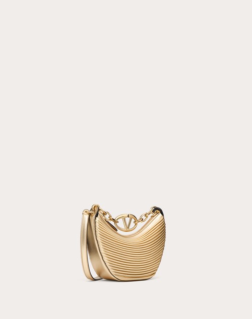 Red Valentino MINI HOBO VLOGO MOON BAG IN NAPPA LAVORATA METALLIZZATA CON CATENA Convenienza