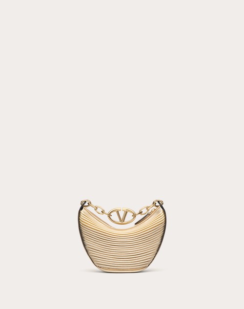 Red Valentino MINI HOBO VLOGO MOON BAG IN NAPPA LAVORATA METALLIZZATA CON CATENA Convenienza
