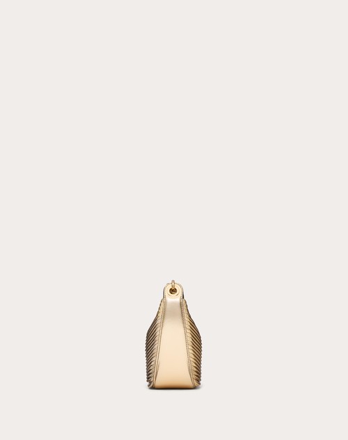 Red Valentino MINI HOBO VLOGO MOON BAG IN NAPPA LAVORATA METALLIZZATA CON CATENA Convenienza