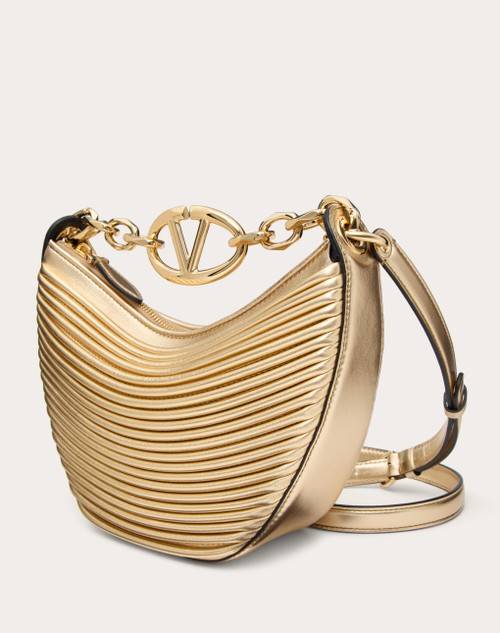 Red Valentino MINI HOBO VLOGO MOON BAG IN NAPPA LAVORATA METALLIZZATA CON CATENA Convenienza