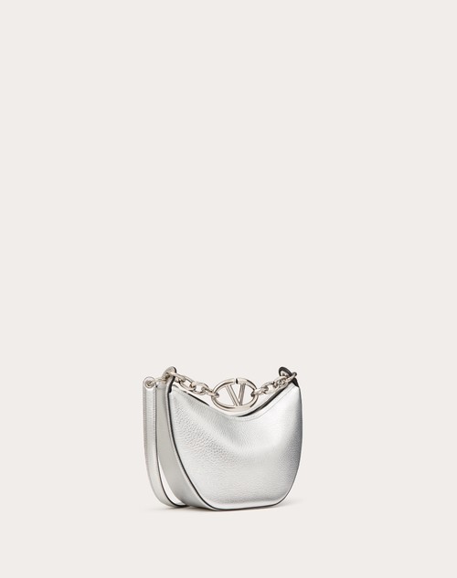 Red Valentino MINI HOBO VLOGO MOON BAG IN VITELLO GRANATO METALLIZZATO CON CATENA Novità