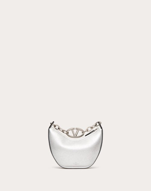 Red Valentino MINI HOBO VLOGO MOON BAG IN VITELLO GRANATO METALLIZZATO CON CATENA Novità