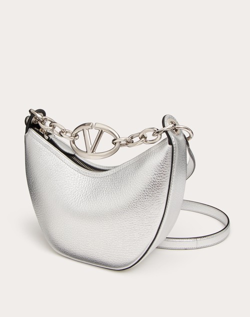 Red Valentino MINI HOBO VLOGO MOON BAG IN VITELLO GRANATO METALLIZZATO CON CATENA Novità