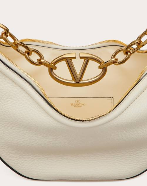 Red Valentino HOBO PICCOLA VLOGO MOON BAG IN VITELLO GRANATO CON CATENA Economico