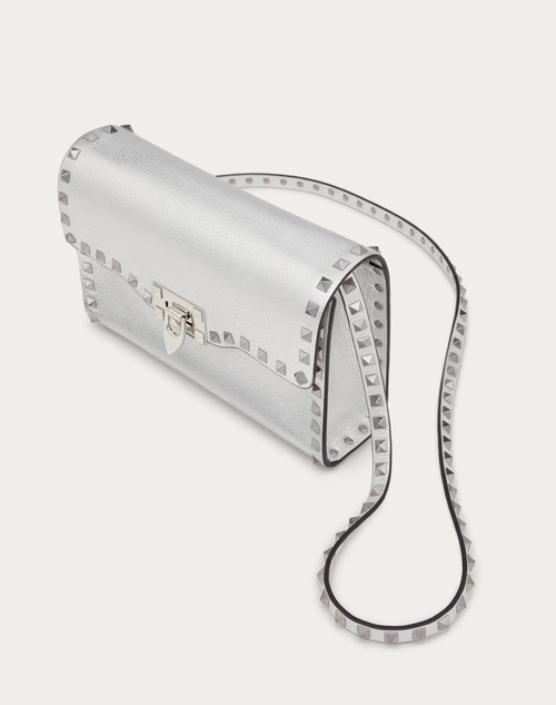 Red Valentino BORSA PICCOLA A TRACOLLA ROCKSTUD IN VITELLO GRANATO METALLIZZATO Qualità Garantita