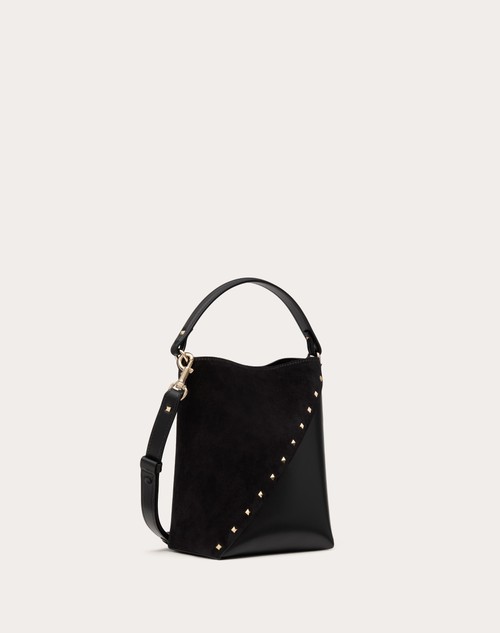 Red Valentino BORSA A SECCHIELLO VALENTINO GARAVANI VALENTINO GARAVANI ROCKSTUD WISPY IN VITELLO E CAMOSCIO Sconto