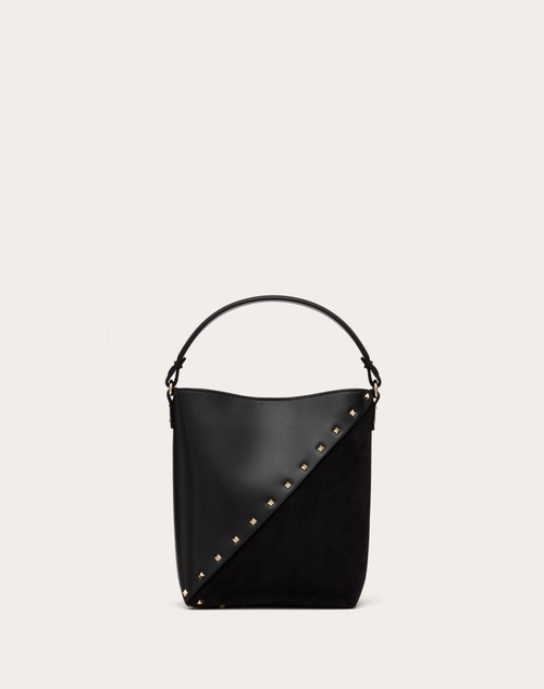 Red Valentino BORSA A SECCHIELLO VALENTINO GARAVANI VALENTINO GARAVANI ROCKSTUD WISPY IN VITELLO E CAMOSCIO Sconto