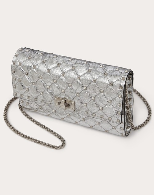 Red Valentino BORSA A TRACOLLA ROCKSTUD SPIKE IN AGNELLO METALLIZZATO 2025