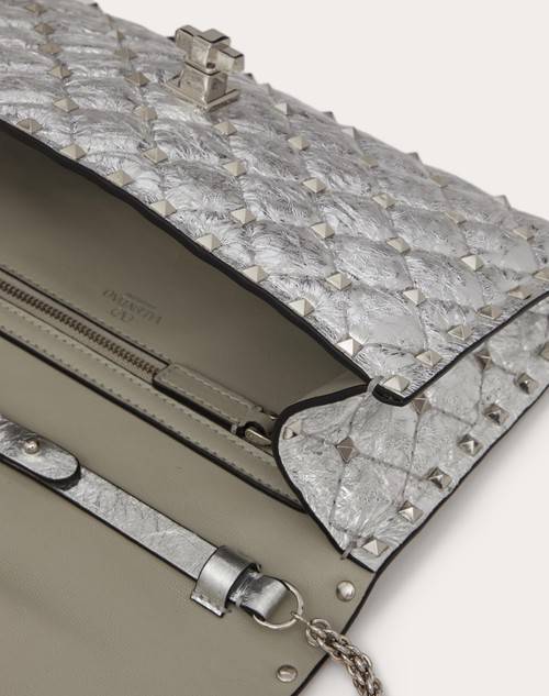 Red Valentino BORSA A TRACOLLA ROCKSTUD SPIKE IN AGNELLO METALLIZZATO 2025