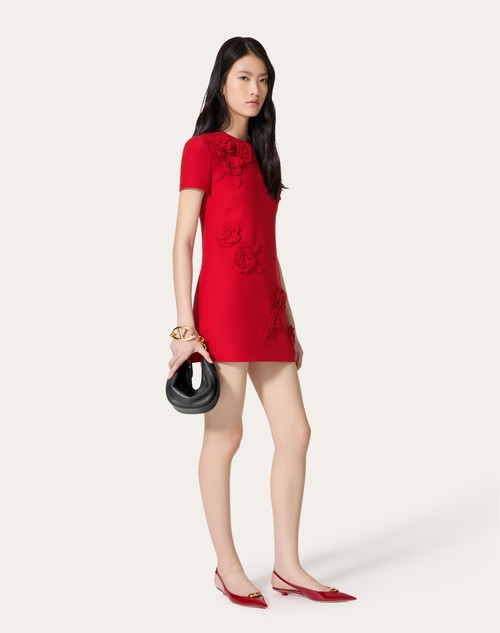 Red Valentino ABITO CORTO IN CREPE COUTURE RICAMATO Offerta