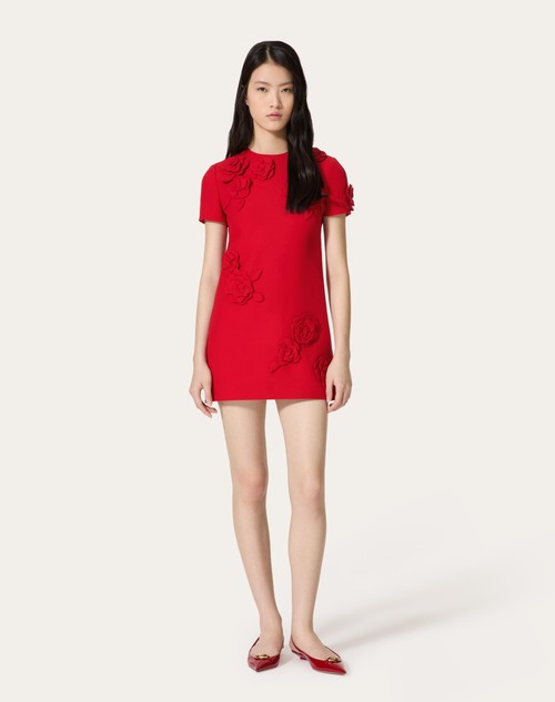 Red Valentino ABITO CORTO IN CREPE COUTURE RICAMATO Offerta