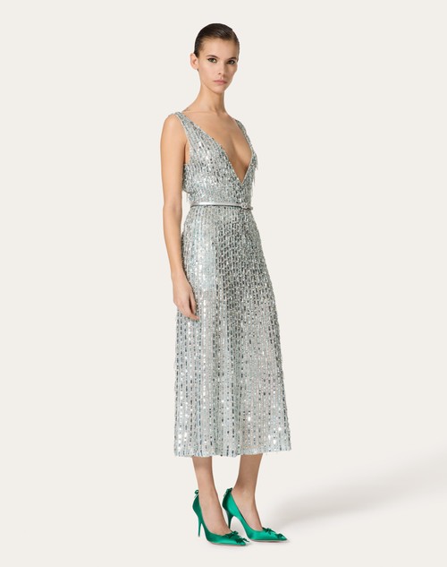 Red Valentino ABITO MIDI IN ORGANZA RICAMATO Cyber Monday