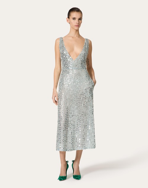 Red Valentino ABITO MIDI IN ORGANZA RICAMATO Cyber Monday